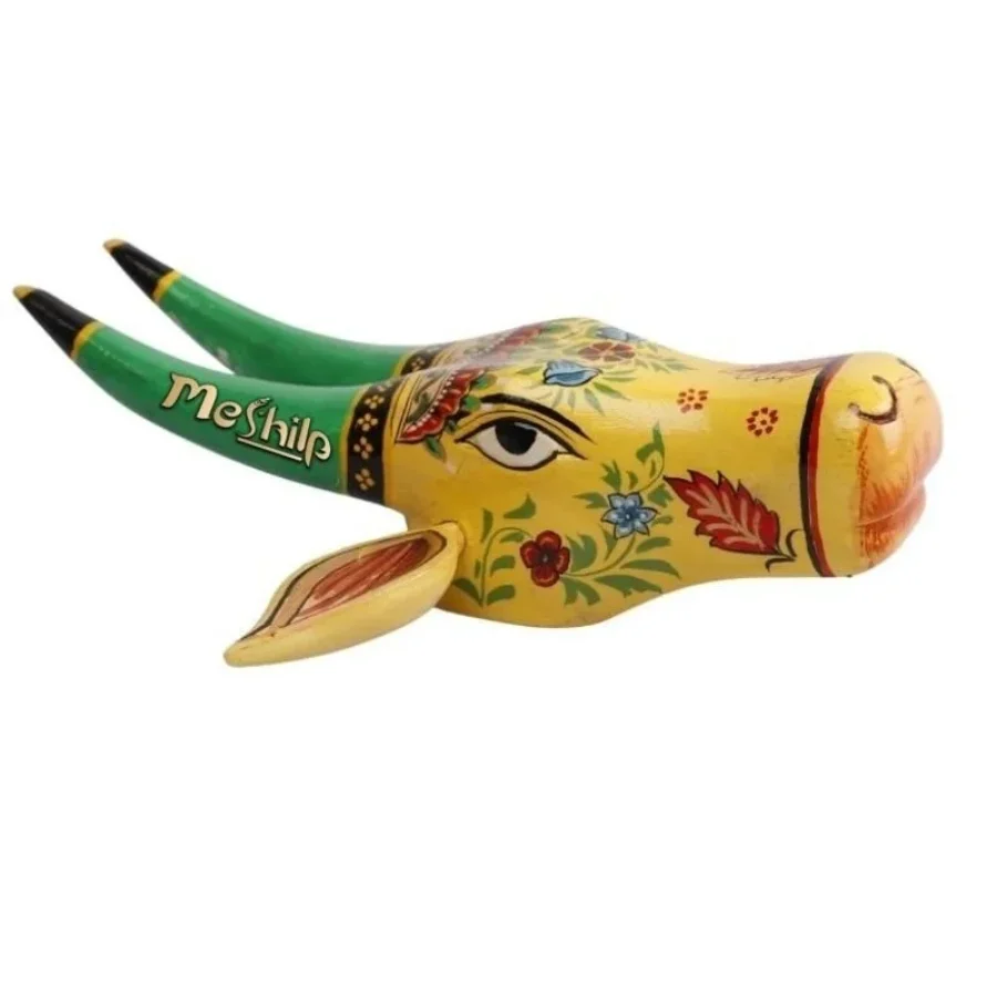 Untitled design (33) Wooden Cow head Wall Hanging - Image 1