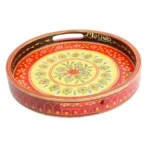 Mango Wood Multicolored Round Serving Tray