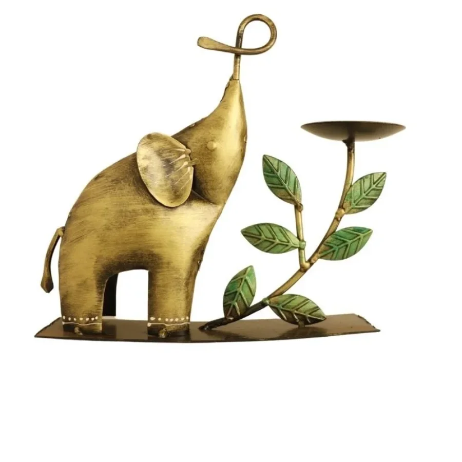Untitled design (58) iron made Elephant Candle Stand - Image 1
